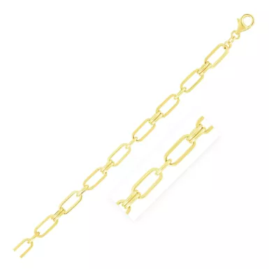 image of 14k Yellow Gold High Polish Paperclip Rondel Link Chain Bracelet with sku:d78472885-7.5-rcj