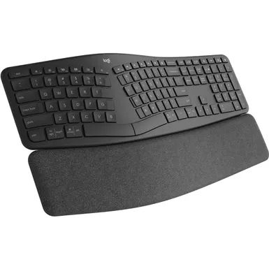 Logitech - ERGO K860 Ergonomic Full-size Wireless Keyboard for Windows and Mac with Palm Rest - Black