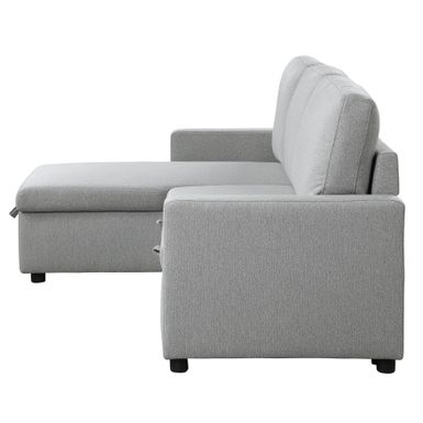Mona Reversible Sectional Sofa Chaise with Pull-Out Bed - Light Gray