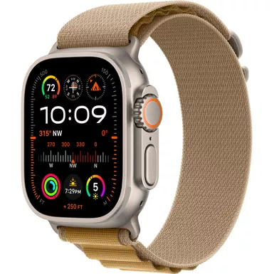 Apple Watch Ultra 2 (GPS+Cellular) 49mm Titanium Case with Tan Alpine Loop - Small - Natural