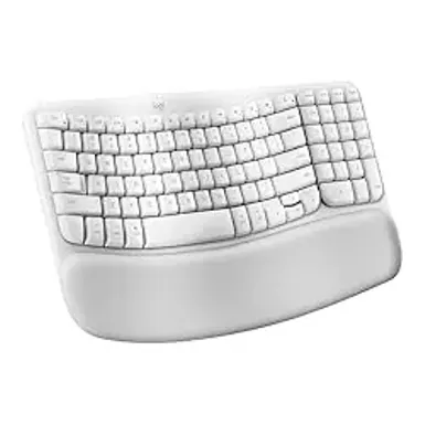 Logitech - Wave Keys for Mac Ergonomic Wireless Keyboard with Integrated Palm-rest - Off-white