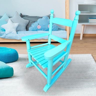image of Wooden Children's Rocking Chair, Indoor or Outdoor Rocking Chair - Light Blue with sku:6qgcsymuno_2cges304xhqstd8mu7mbs--ovr