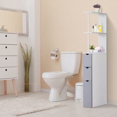 image of Bathroom Tower Storage Cabinet - 6" W x 13" D x 55.25" H - White with sku:0dilgz4vryxhme_pyhzzrwstd8mu7mbs-overstock