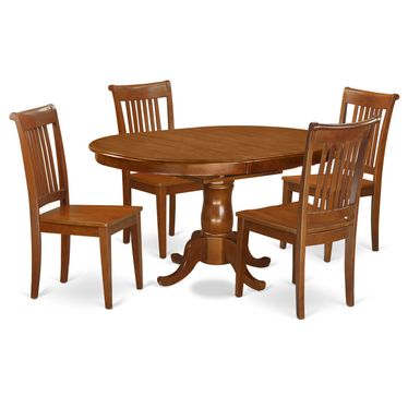 Rent to own PORT5-SBR Brown Rubberwood 5-piece Dining Table Set ...