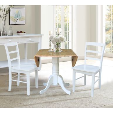 Rent to own 42 in Drop Leaf Dining Table with 2 Dining Chairs - 3 Piece