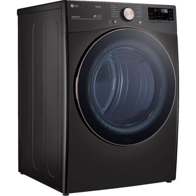Angle Zoom. LG - 7.4 Cu. Ft. Stackable Smart Electric Dryer with Steam and Built-In Intelligence - Black Steel