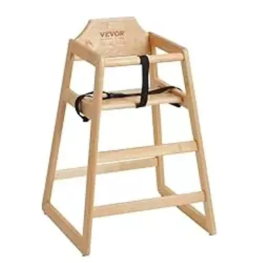image of VEVOR Wooden High Chair for Babies & Toddlers, Double Solid Wood Feeding Chair, Eat & Grow Portable High Chair, Easy to Clean Baby Booster Seat, Compact Toddler Chair, Natural with sku:b0cnrn596c-amazon