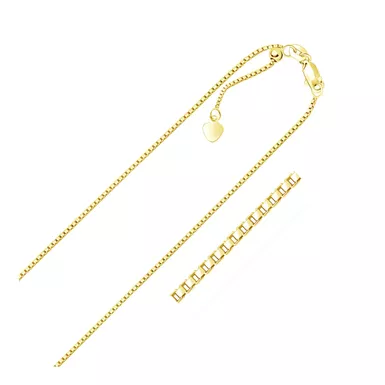 14k Yellow Gold Adjustable Box Chain 1.1mm (22 Inch)