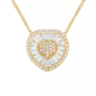 10K Yellow Gold 1/2ct. TDW Diamond Heart Pendant Necklace (H-I,I1-I2)