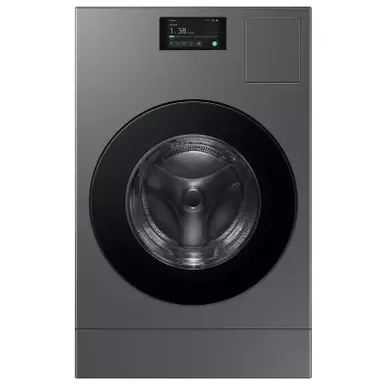 image of Samsung Washer And Dryer Combo Bespoke Ai 5.3 Cu. Ft. In Dark Steel Finish with sku:wd53dba900hz-abt