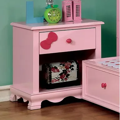 image of Transitional Pink Night Stand with sku:idf-7159pk-n-foa