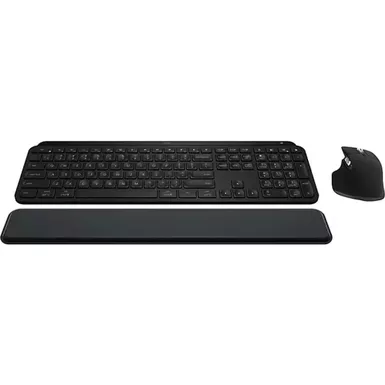 Logitech - MX Keys S Combo Advanced Full-size Wireless Scissor Keyboard and Mouse Bundle with Palm-rest - Black