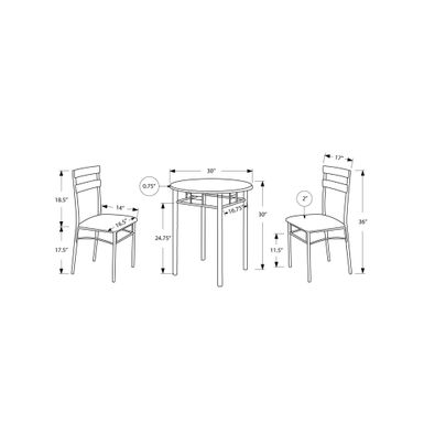 Dining Table Set/ 3pcs Set/ Small/ 30" Round/ Kitchen/ Metal/ Laminate/ Black/ Grey/ Contemporary/ Modern