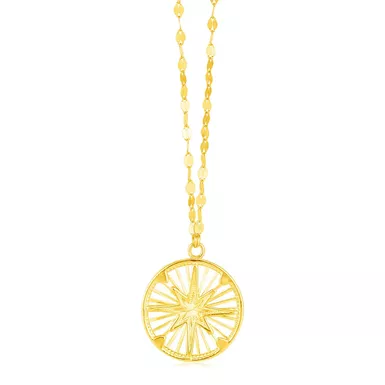 image of 14k Yellow Gold Necklace with Compass Pendant with sku:d2219007-18-rcj