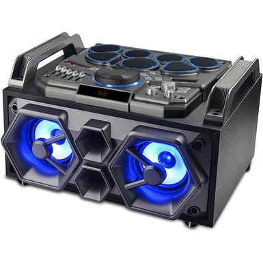 image of Sylvania Bluetooth Light Up Boombox with Drum Kit  with sku:sp770-electronicexpress