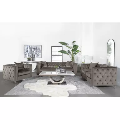 Phoebe Tufted Tuxedo Arms Loveseat Urban Bronze