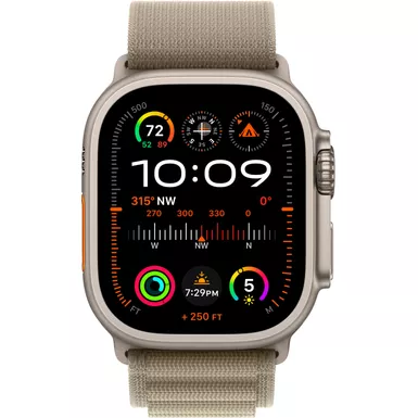 Apple Watch Ultra 2 (GPS + Cellular) 49mm Titanium Case with Olive Alpine Loop with Blood Oxygen - Large - Titanium