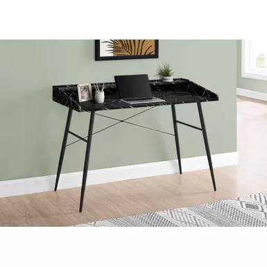 Computer Desk/ Home Office/ Laptop/ Storage Shelves/ 48"L/ Work/ Metal/ Laminate/ Black Marble Look/ Contemporary/ Modern