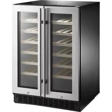 image of Insignia™ - Dual Zone Wine and Beverage Cooler with Glass Doors - Stainless Steel with sku:bb21654235-bestbuy