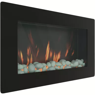 image of Callisto 30-In. Wall-Mount Electric Fireplace with Flat Panel and Crystal Rocks with sku:cam30wmef-1blk-almo