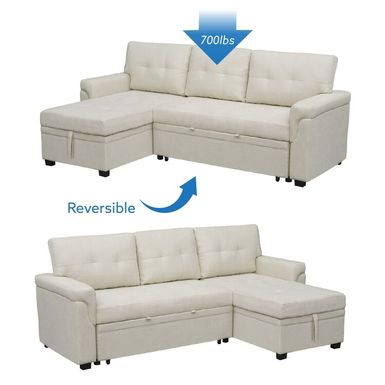 Naomi Home Laura Sectional Sleeper Sofa - Elegant L-Shaped Couch - Convertible Pull-Out Bed, Ample Storage, Sturdy Construction - Gray,...