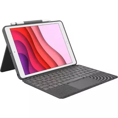 image of Logitech - Combo Touch Keyboard Folio for Apple iPad 10.2" (7th, 8th & 9th Gen) with Detachable Backlit Keyboard - Graphite with sku:bb21535030-bestbuy