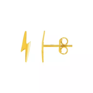 14k Yellow Gold Post Earrings with Lightning Bolts