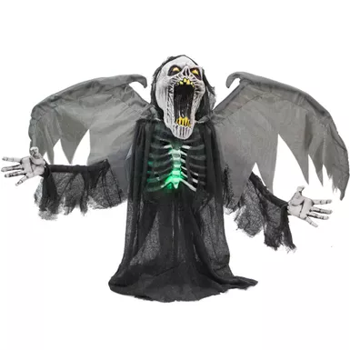 Animatronic Winged Reaper with Lights and Sound, Indoor/Covered Outdoor Halloween Decoration