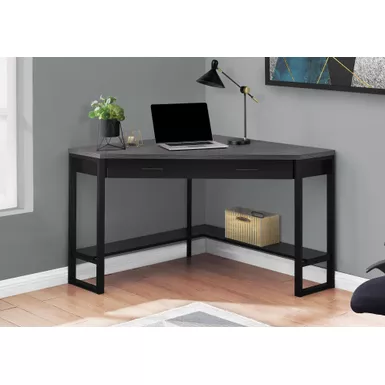 image of Computer Desk - 42"L / Black / Grey Top Corner / Black with sku:i-7503-monarch