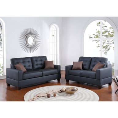 image of 2 Piece Sofa and Loveseat Set - Black with sku:zuf8cfphpzzcnqxoy9rc-astd8mu7mbs-overstock