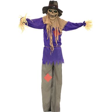 Life-Size Poseable Scarecrow with Lights and Sound, Indoor or Covered Outdoor Halloween Decoration