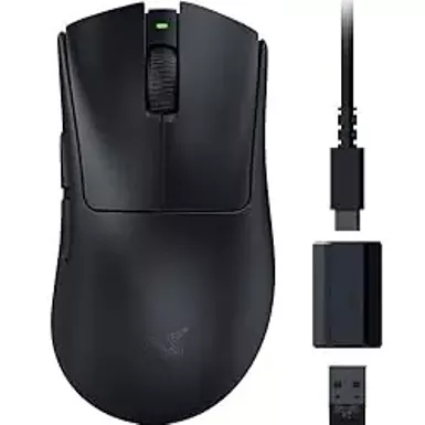 Razer DeathAdder V3 HyperSpeed Wireless Esports Gaming Mouse: 55 g Lightweight - Ergonomic & Smooth Touch Texture - Up to 100 Hr Battery - Gen 3 Optical Switches - Focus X 26K Optical Sensor - Black