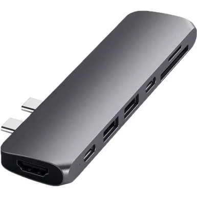 image of Satechi 7-In-1 Dual USB Type-C Pro Hub for Select MacBook Pro & MacBook Air, Space Gray with sku:satstcmbpm-adorama