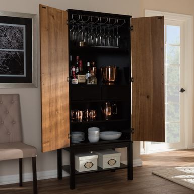 image of Mid-Century Two-Tone Wine Cabinet by Baxton Studio with sku:pxdg7m-vk13tceqmzyrybwstd8mu7mbs-overstock