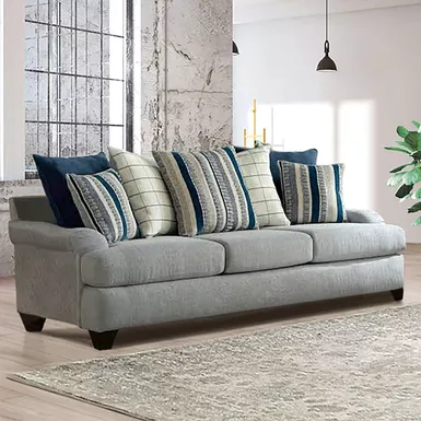 Transitional Chenille Upholstered Sofa in Gray