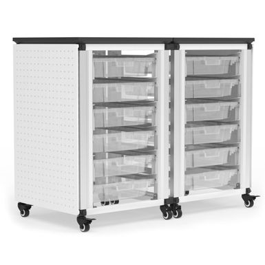 image of Modular Classroom Storage Cabinet - 2 side-by-side modules with 12 small bins - White/Black with sku:hwgsnfrxluglnc_plfkspgstd8mu7mbs-overstock
