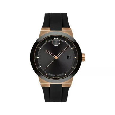 image of Movado - Mens Bold Fusion Black & Bronze Silicone Strap Watch Black Dial with sku:3600851-powersales