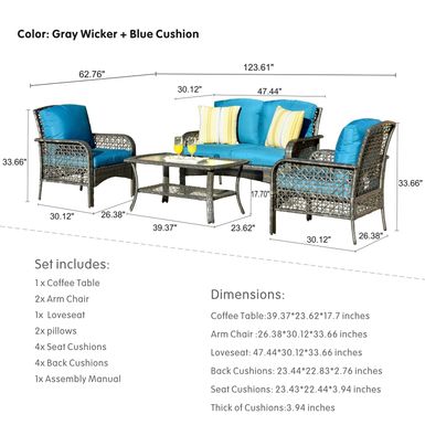 Rent to own Ovios 4 PCs Patio Furniture Sets Water ...