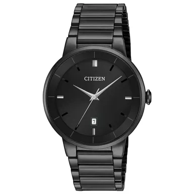 Citizen - Mens Black Ion-Plated Stainless Steel Watch Black Dial