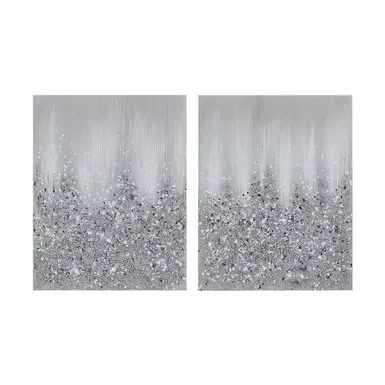 image of Silver Glimmer Heavily Embellished 2-piece Canvas Wall Art Set with sku:mp95c-0268-olliix