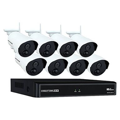 Night Owl WNVR201-88P-B 8 Channel 1080p Wireless Smart Security Hub with 8 x 1080p Wireless Infrared IP Cameras and 1 TB HDD, White