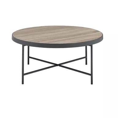 ACME Bage Coffee Table, Weathered Gray Oak & Metal