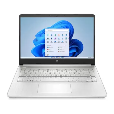 image of HP 14-dq0711ds 14" HD Touchscreen Laptop, Intel Celeron N4120 1.1GHz, 4GB RAM, 64GB eMMC, Windows 11 Home S Mode, Natural Silver - Refurbished with sku:ihp7y703uar-adorama