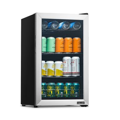 image of Newair 100 Can Beverage Fridge with Glass Door, Small Freestanding Mini Fridge in Stainless Steel - Stainless Steel with sku:zidbtcehhx0j8teyr2nm4wstd8mu7mbs-new-ovr