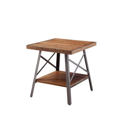 ACME Ikram End Table (Set-2), Weathered Oak & Sandy Black