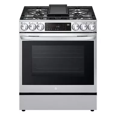 image of LG - 6.3 Cu. Ft. Smart Slide-In Gas True Convection Range with EasyClean and Air Fry - Stainless Steel with sku:bb21701825-bestbuy