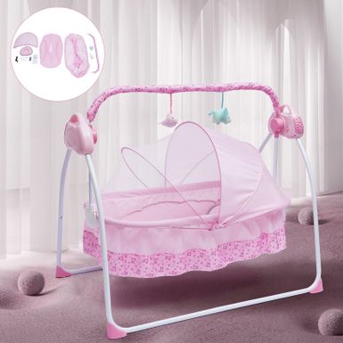 image of 0-18 Months 25kg Electric Crib Bassinet Baby Cradle - Pink - Deluxe Version with sku:tspfnq_kr8miwqibtdrcqwstd8mu7mbs-oke-ovr
