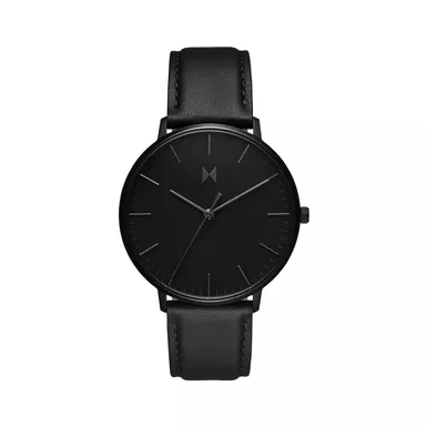 MVMT - Mens Legacy Slim Panther Black Leather Strap Watch Black Dial