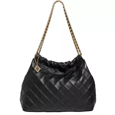 Tory Burch Fleming Soft Drawstring Hobo (Black)