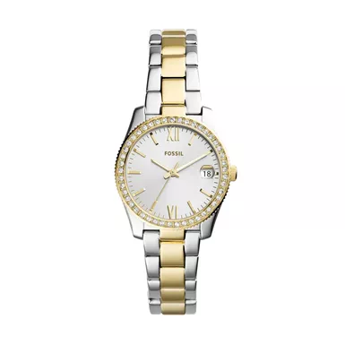 image of Fossil - Ladies Scarlette Two-Tone Stainless Steel Watch Silver Dial with sku:es4319-powersales